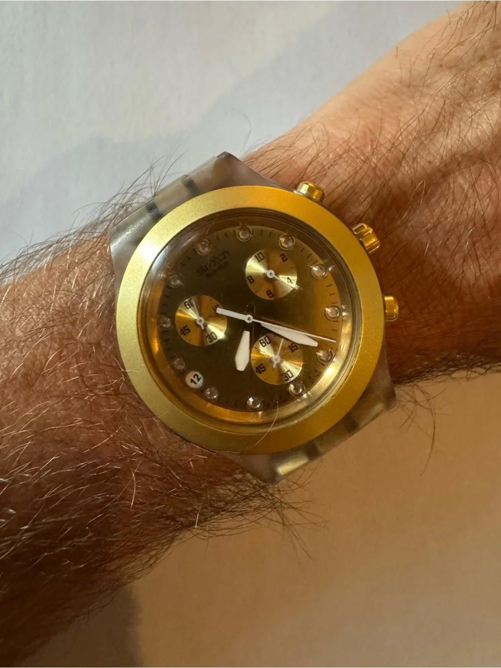Swatch Irony Gold-Toned “Diaphane”Chronograph watch